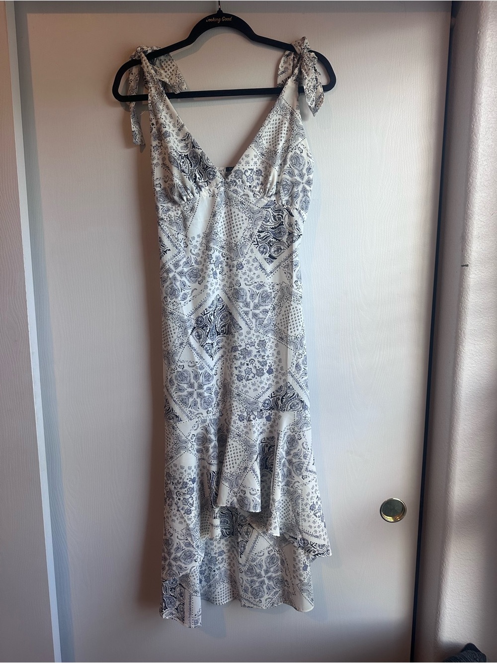 White and blue high low backless drew NWT